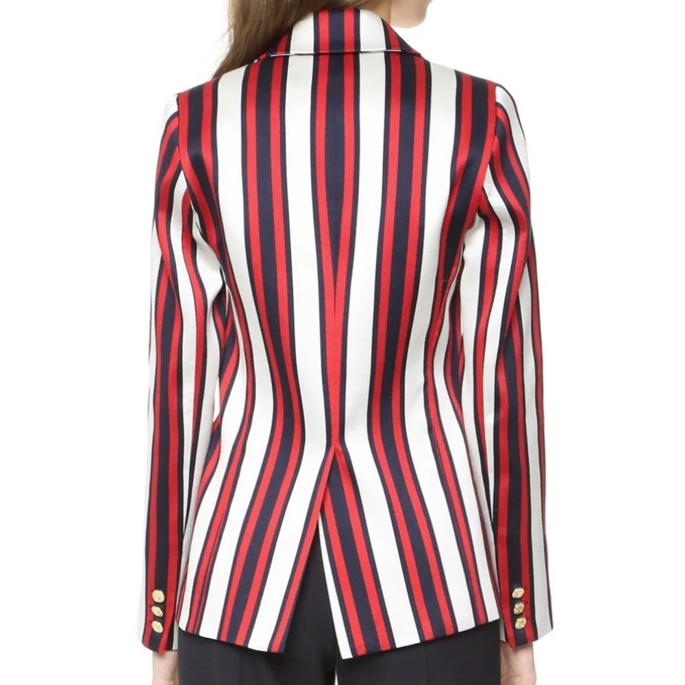 Smythe Red White and Blue Striped Blazer Size 10 - Picture 2 of 6